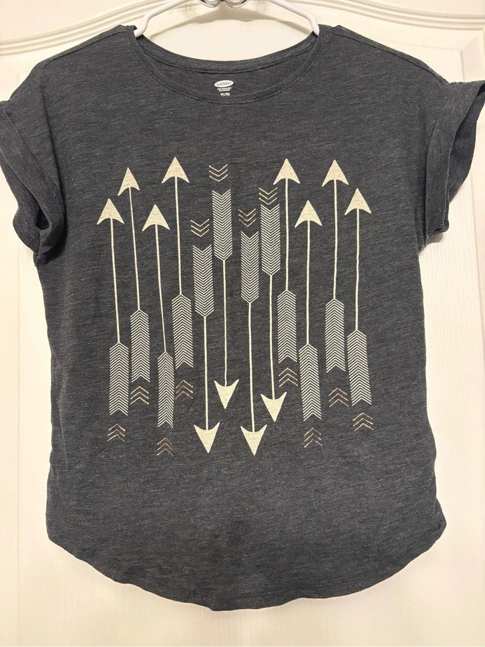 Old Navy Charcoal Graphic Tee with Cream Logo